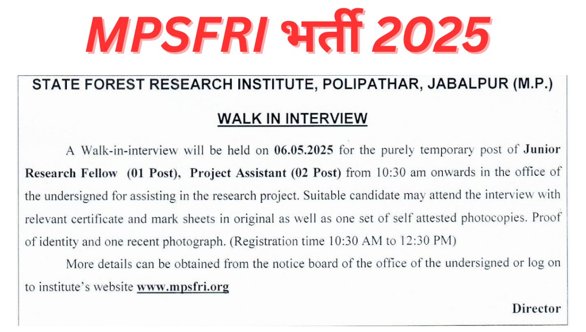 MPSFRI Recruitment 2025